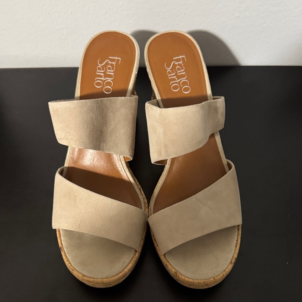 Franco Sarto Beige Slide Sandals